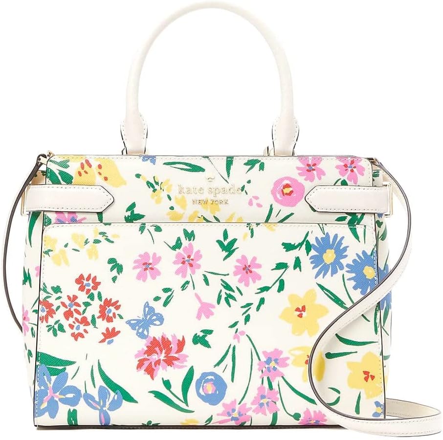 Cream Medium Top Zip Satchel Crossbody L6866
