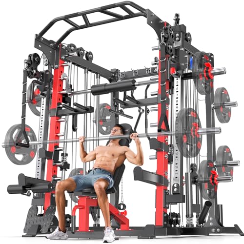 Power Cage Smith Machine Power Rack Squat Rack Cable Crossover System Z358743