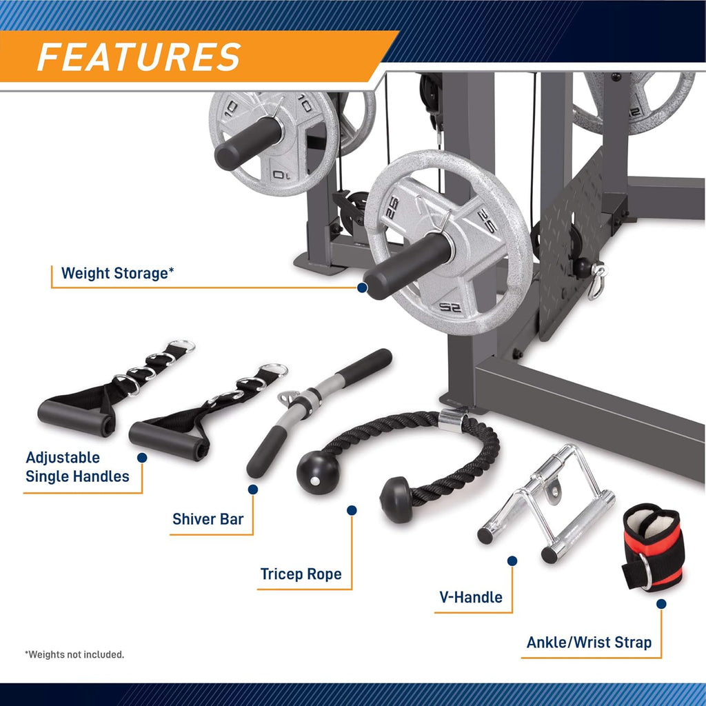 Smith Cage Machine with Workout Bench and Weight Bar Home Gym Equipment T5464