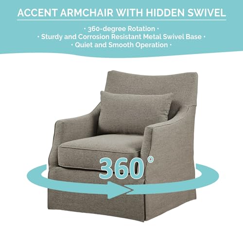 Beige Swivel Accent Armchair with Lumbar Pillow J113