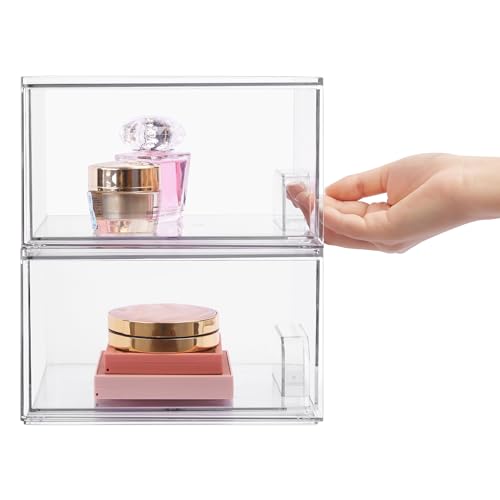 4 Pack Clear Stackable Plastic Storage Drawers C2418