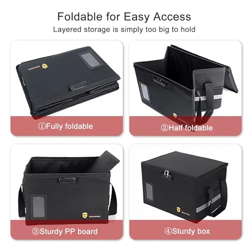 Pink Fireproof Document Box with Lock and Handle O27378