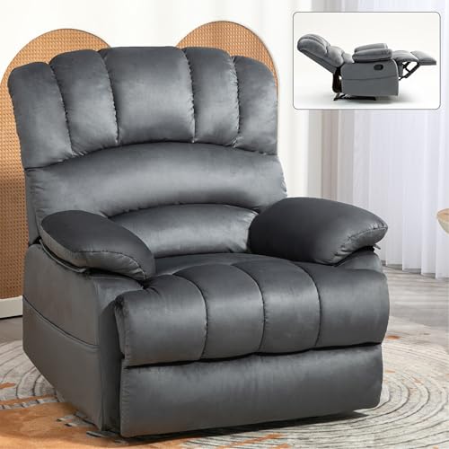Oversized Fabric Recliner Chair with Footrest (Yellow) S182