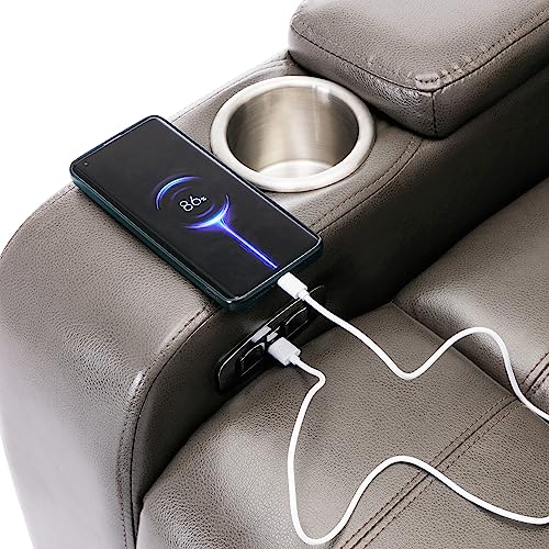Grey PU Leather Power Recliner Sofa L968571
