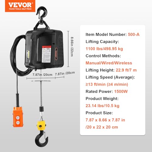 440 lbs Lifting Capacity Electric Hoist with Wireless Remote Control K3445