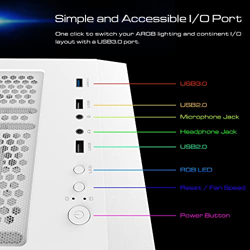 ATX Mid Tower Gaming Computer PC Case with Tempered Glass Swing Door X153