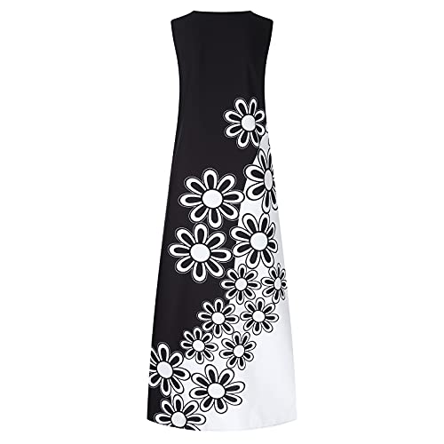 Sleeveless V Neck Loose Maxi Dress with Pocket T673