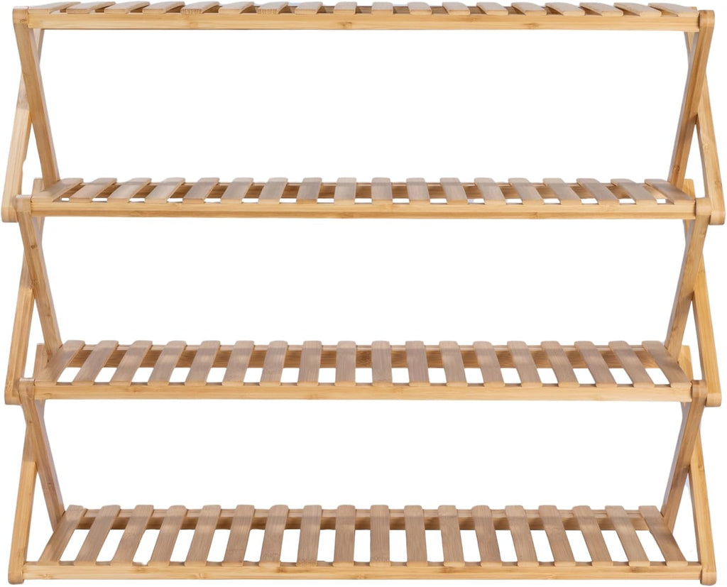 4-Tier Bamboo Folding Shoe Rack Y249596