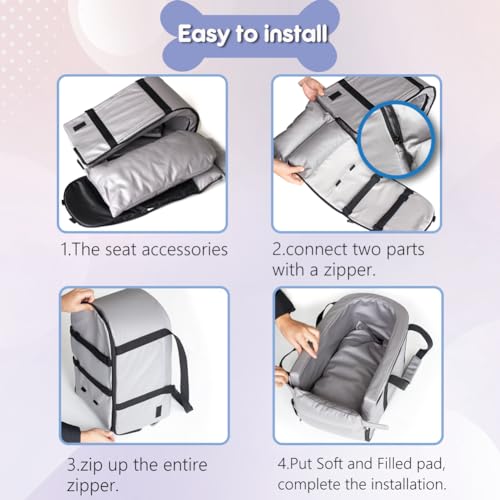 Small Dog Car Seat Center Console, Waterproof Grey Leather Pet Booster X62758