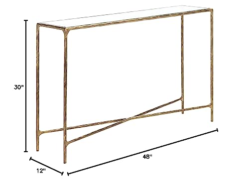 Silver Metal/Tempered Glass Top Rectangle Console Table T4518
