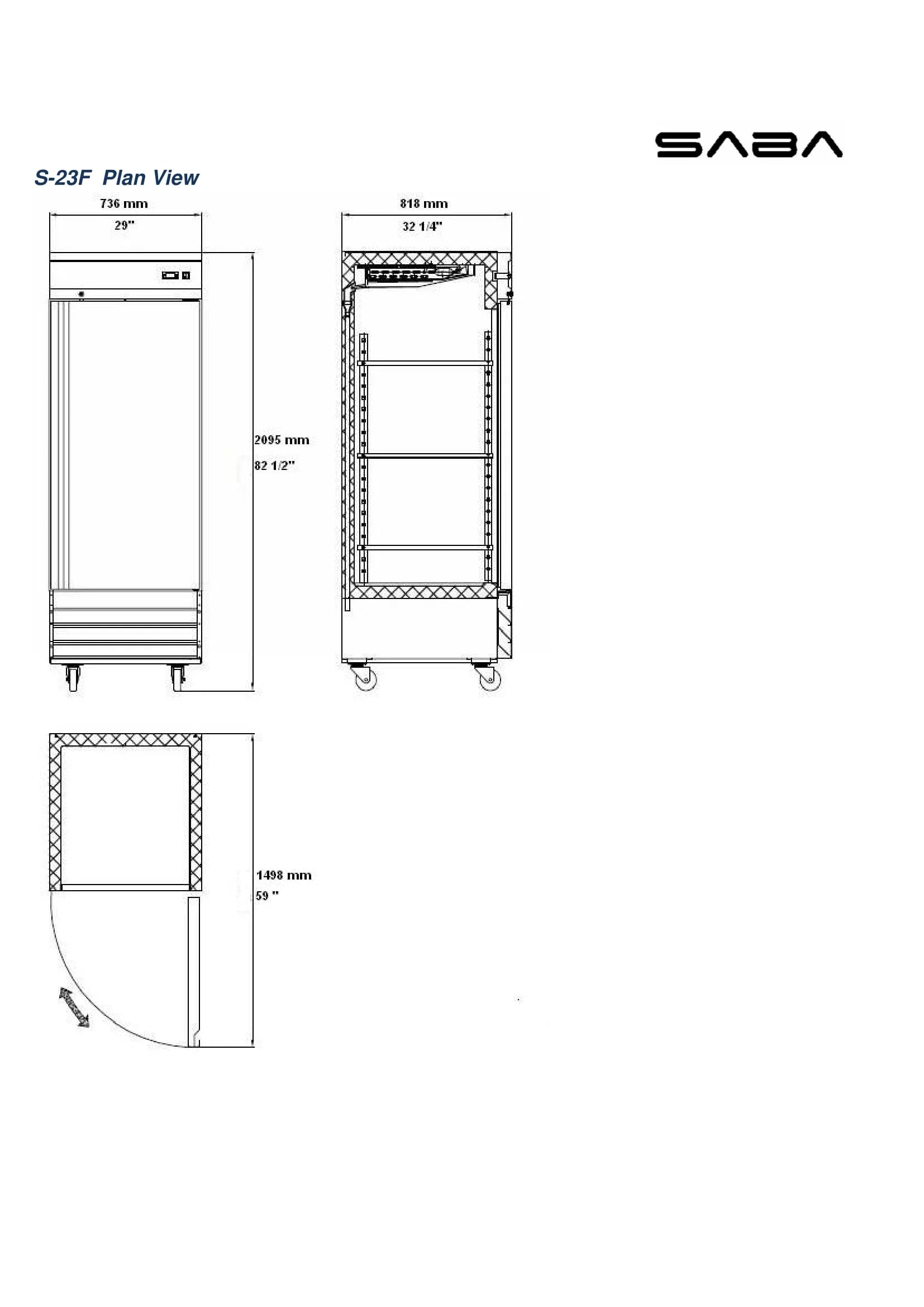 23 cu ft Solid Door Stainless Steel Upright Reach-in Freezer N7648