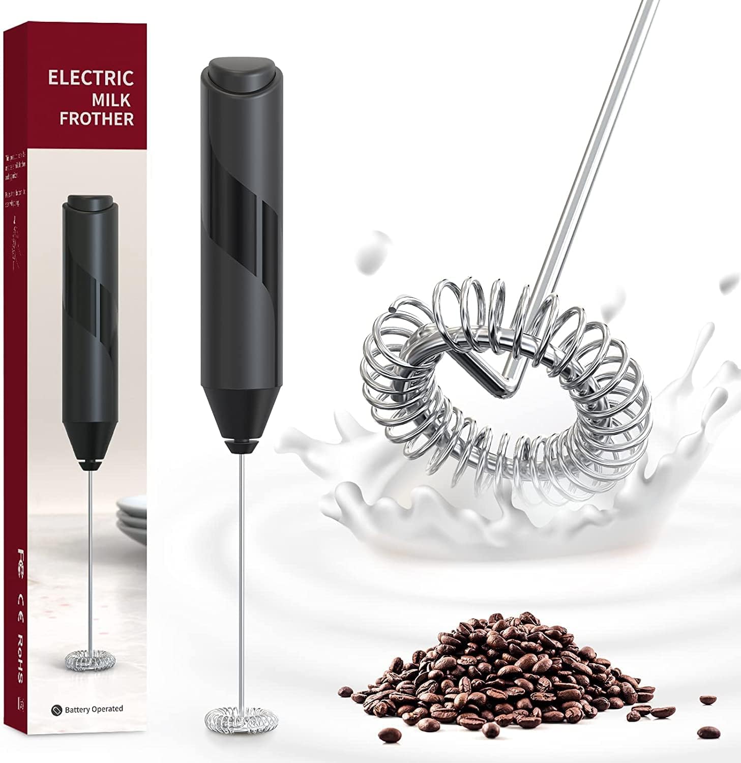Black Electric Handheld Milk Frother M16158