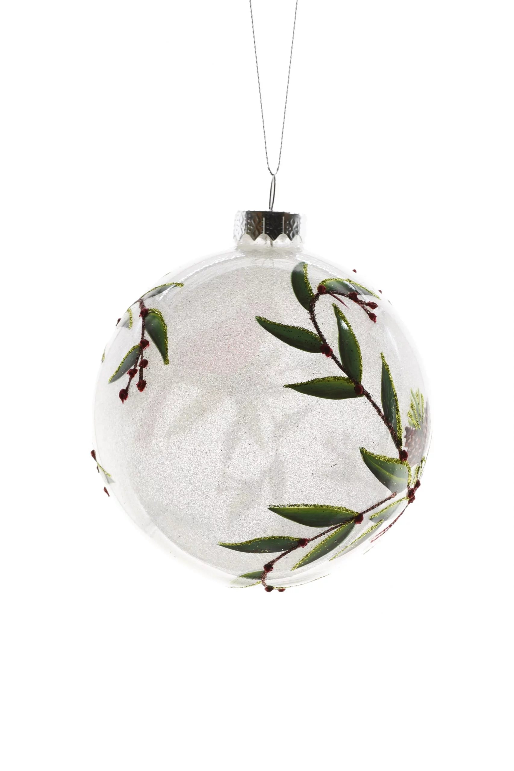 Clear Glass Hanging Glittered Ball Ornament (Pack of 2) E215