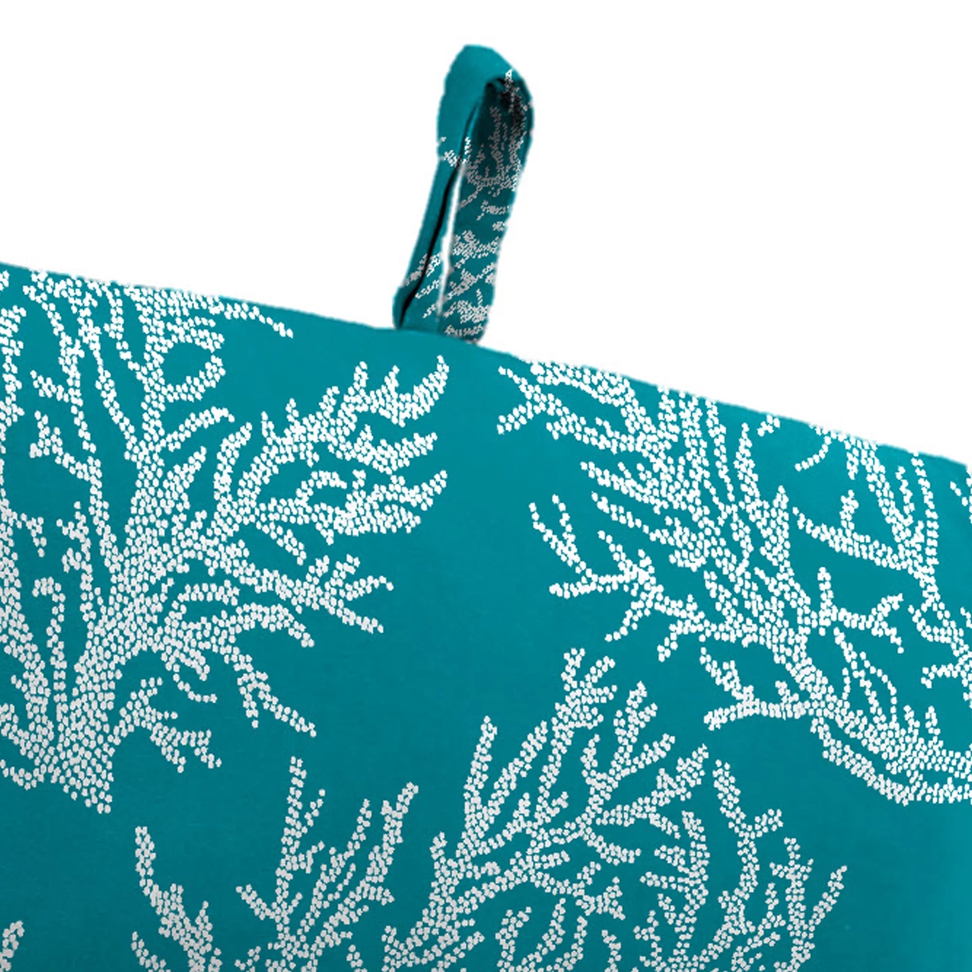 44" x 22" Seacoral Turquoise Nautical Rectangular Outdoor Chair Cushion with Ties and Hanger Loop M84720