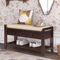 Espresso Shoe Rack with Cushioned Seat and Drawers J126
