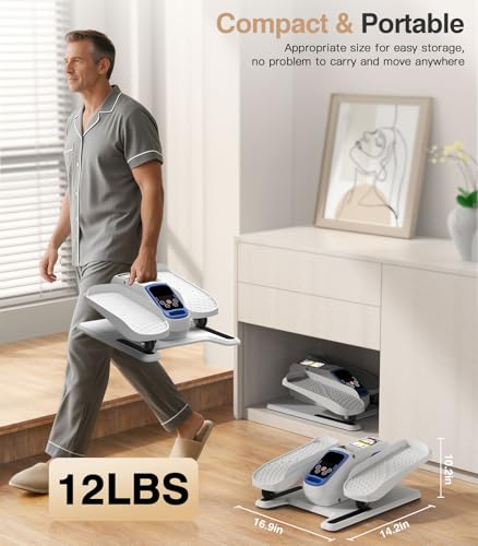 Under Desk Elliptical Machine, Electric Leg Exerciser with Remoter, 12 Manual Adjustable Speed and 3 Automatic Speed, Portable Seated Pedal Exerciser J9455