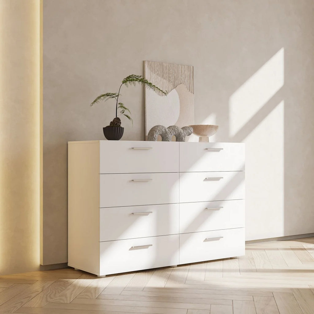 White 8 Drawer Double Dresser T109737