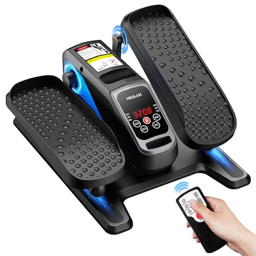 Under Desk Elliptical Machine, Electric Leg Exerciser with Remoter, 12 Manual Adjustable Speed and 3 Automatic Speed, Portable Seated Pedal Exerciser J9455