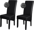 Black PU Leather XL Stretch Dining Chair Covers Set of 2 T61152