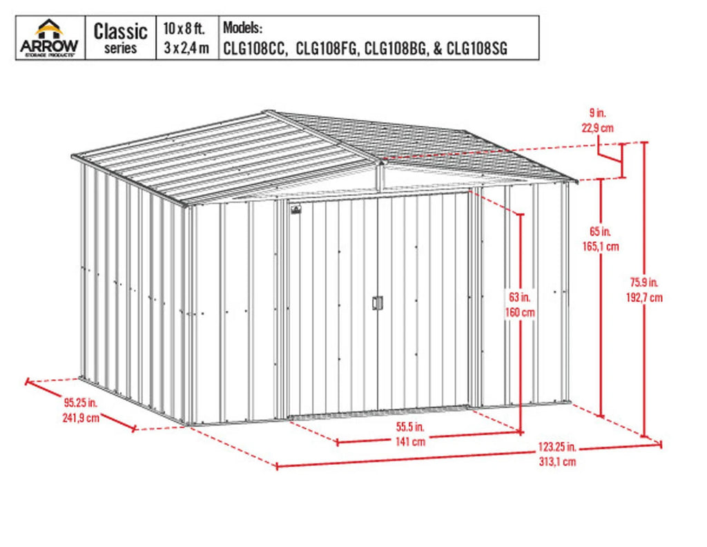 10 ft. x 8 ft. Steel Storage Shed in Charcoal M98422