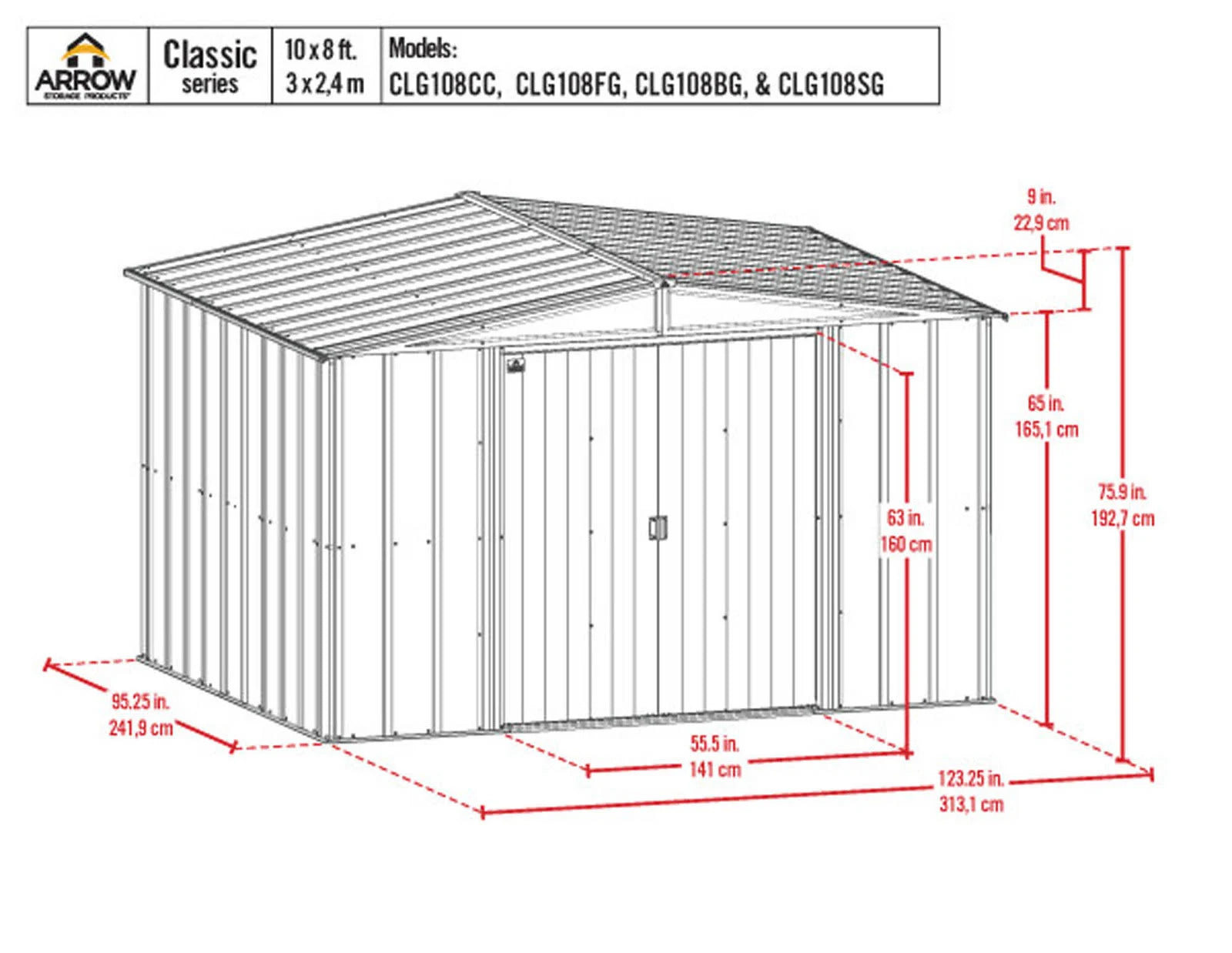 10 ft. x 8 ft. Steel Storage Shed in Charcoal M98422