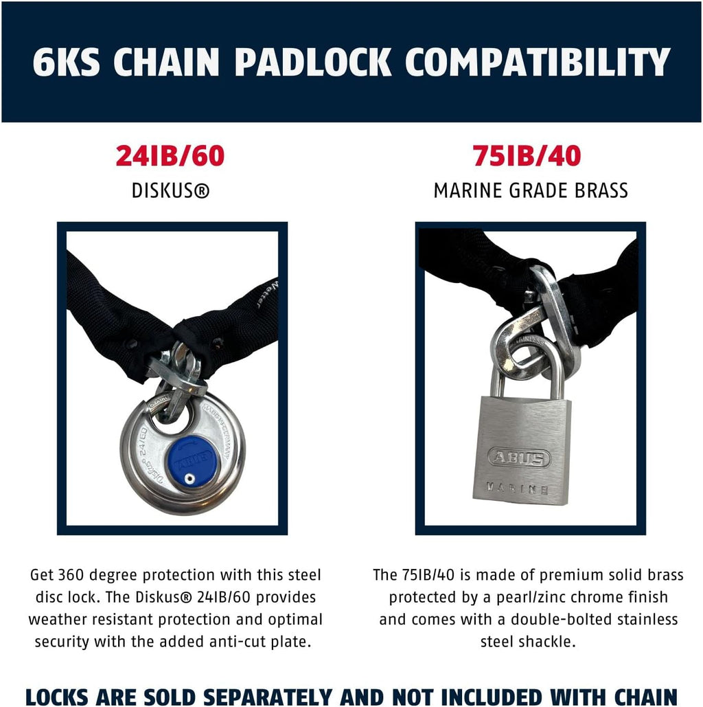 Hardened Steel 10 Foot x 3/8" Thick Square Security Chain A35253