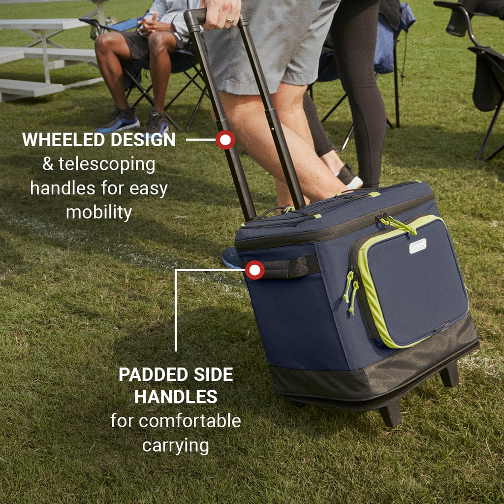 42 Cans Soft Sided Cooler with Wheels Blue Y7755