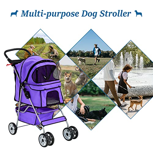 Black Double Pet Stroller with Wheels W407