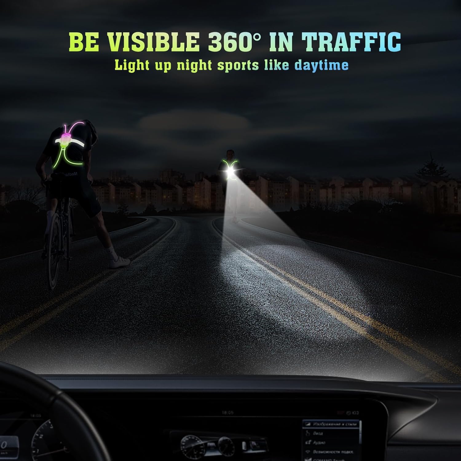 7 Lights Colors Rechargeable LED Reflective Vest G633