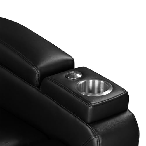 Brown Power Recliner with Power Adjustable Headrest, Wireless Charging Device, USB Port, Storage Arms, Cup Holder and Swivel Tray Table J52197