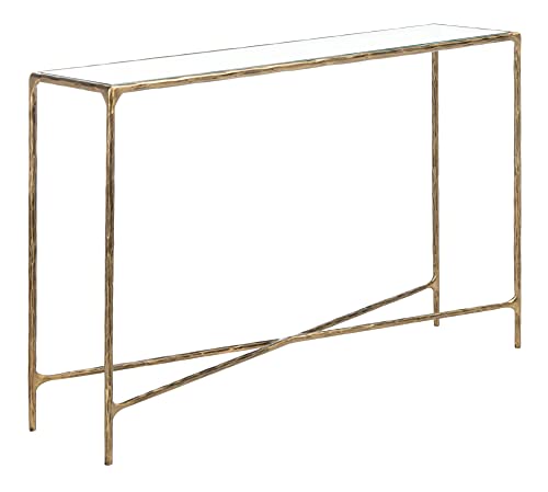 Silver Metal/Tempered Glass Top Rectangle Console Table T4518