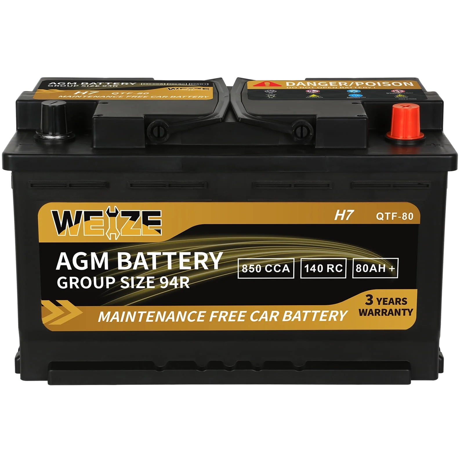 12v 80ah 140RC 850CCA AGM Automotive Battery I287