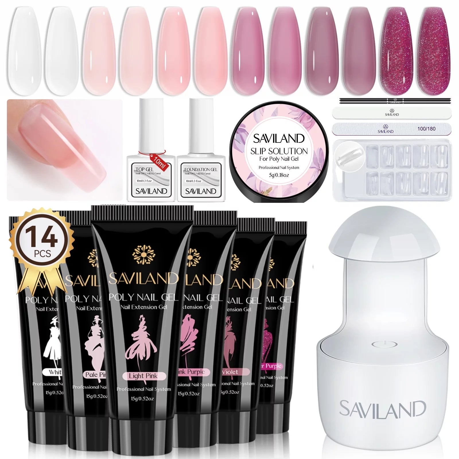 6 Colors Poly Extension Gel Nail Kit with Nail Lamp N139