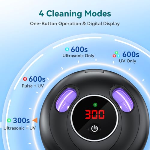 45kHz UV Ultrasonic Retainer Cleaner with Digital Timer & 4 Modes, Black L174636