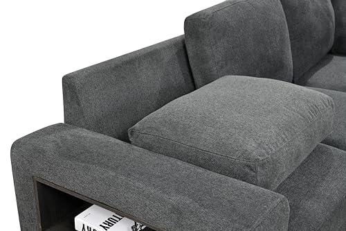 125'' U Shaped 7 Seat Sectional Sofa Couch with Cabinet, Sofa Bed with Storage Chaise and Pull-Out Couch Bed, Light Gray X6298