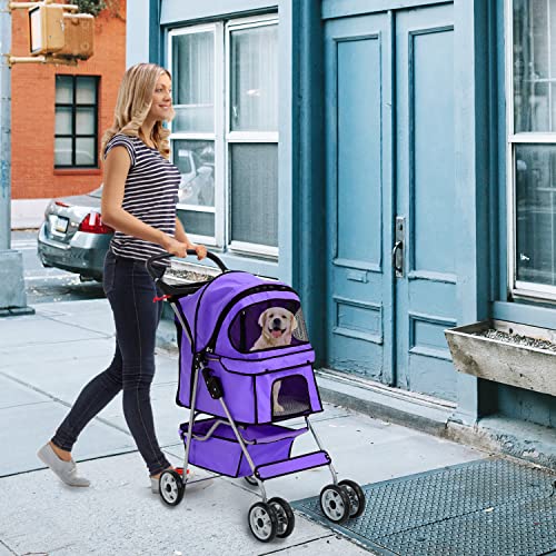 Black Double Pet Stroller with Wheels W407