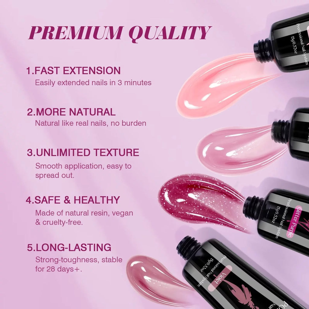 6 Colors Poly Extension Gel Nail Kit with Nail Lamp N139