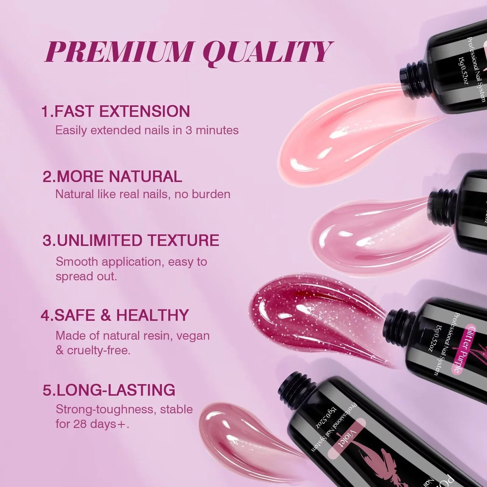 6 Colors Poly Extension Gel Nail Kit with Nail Lamp N139