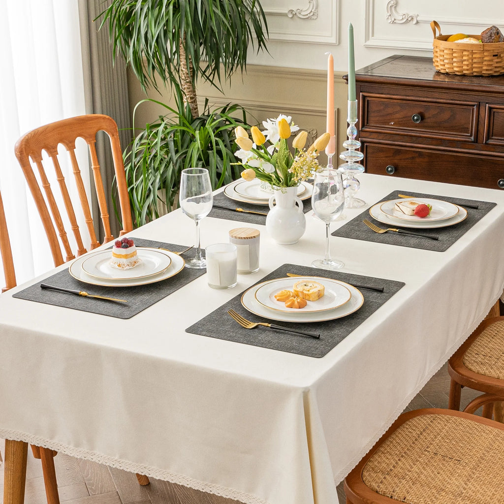 Dark Grey PU Faux Leather Vinyl Placemats Set of 6 Z108