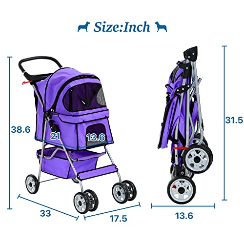 Black Double Pet Stroller with Wheels W407