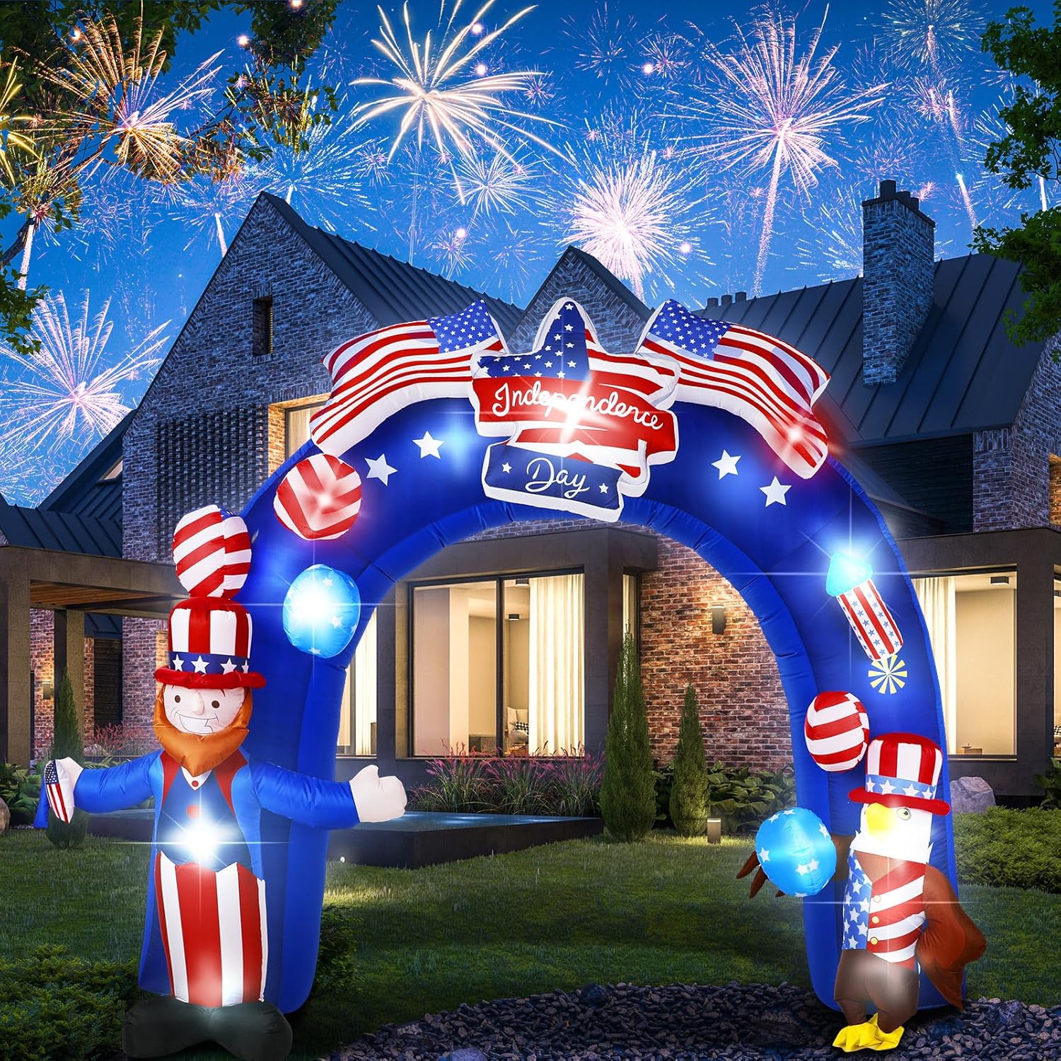 8Ft Inflatable Arch American Flag Patriotic Outdoor Decor C391669