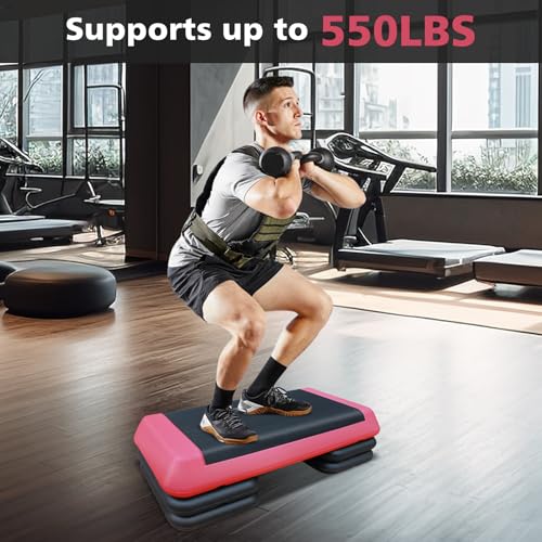 28.5'' Adjustable Aerobic Step Platform with 4 Risers (Red Grey) V90753