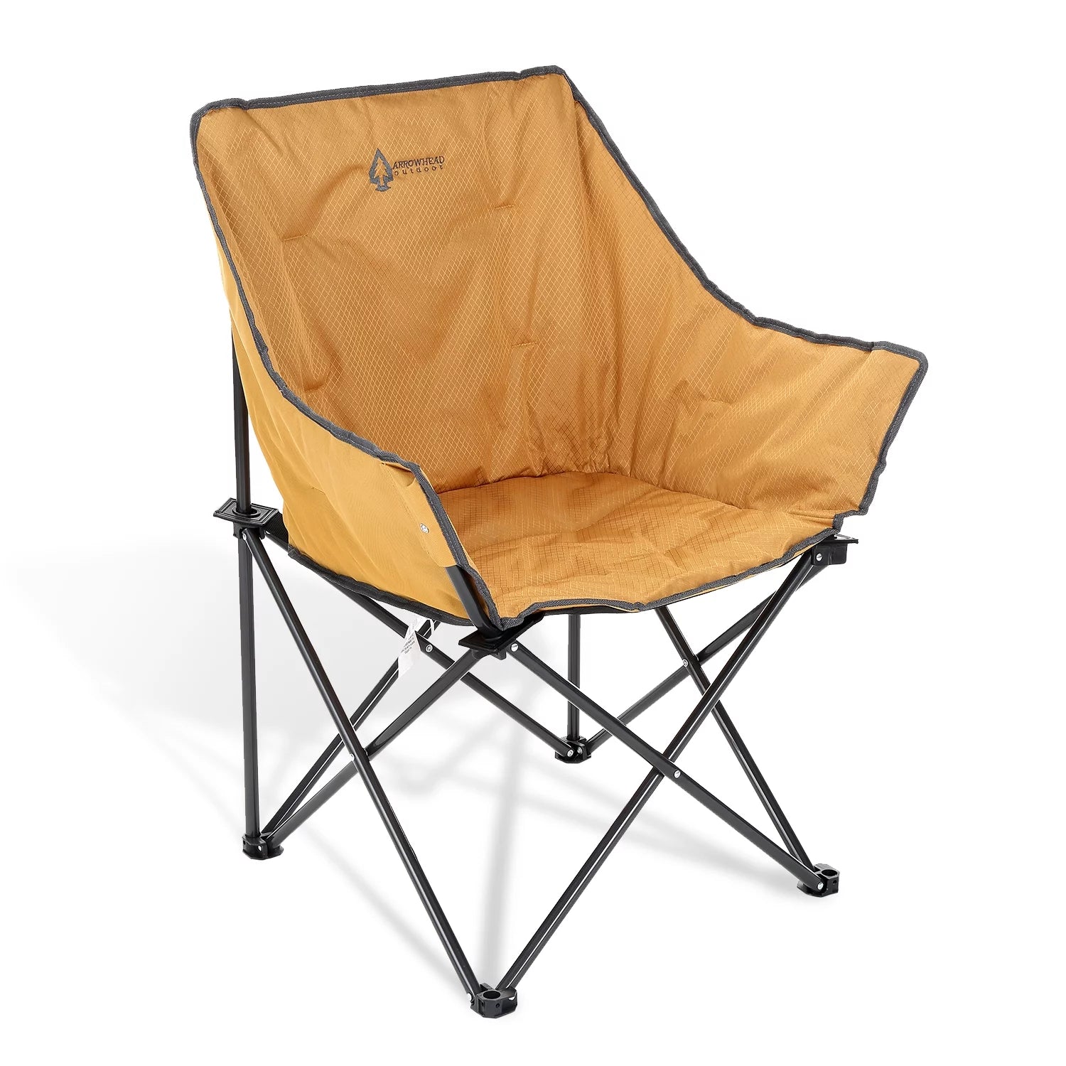 Tan Portable Folding Steel Frame Camping Chair with Carrying Bag T37425
