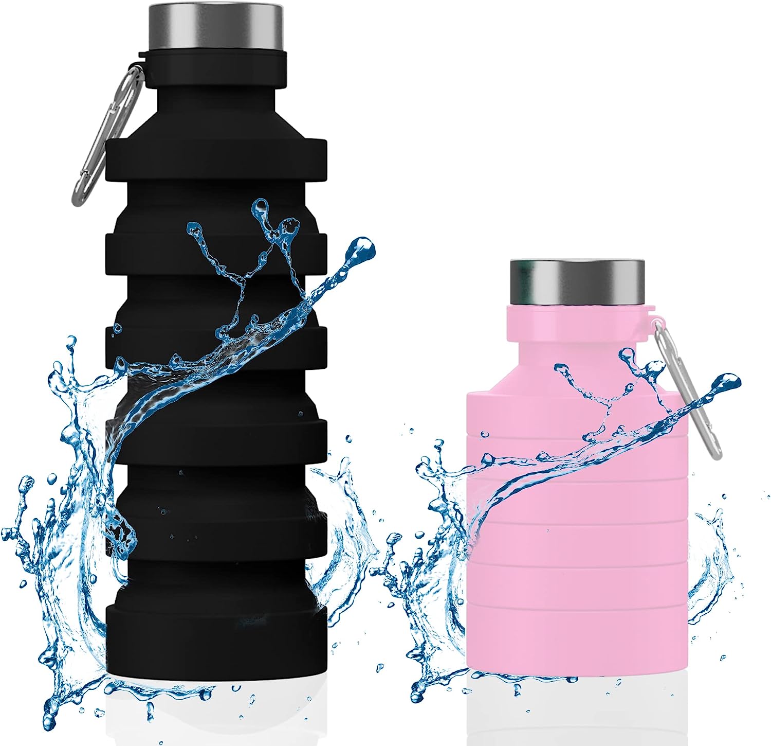 2 Pack Collapsible Silicone Water Bottle Q678