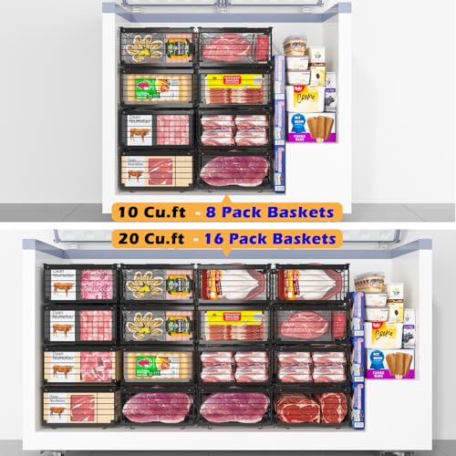 2 Pack Expandable Metal Freezer Organizer Bins with Handle E98535