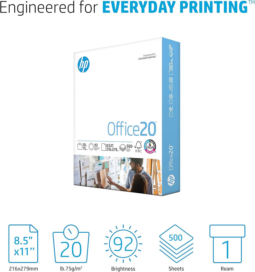 8.5 x 11 20 lb 92 Bright Printer Paper - 500 Sheets Z57676