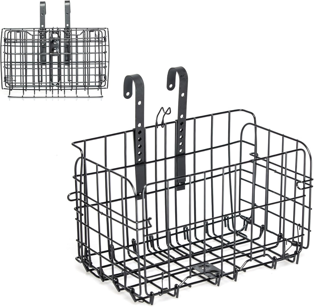 Black Steel Folding Front Bicycle Basket F112443