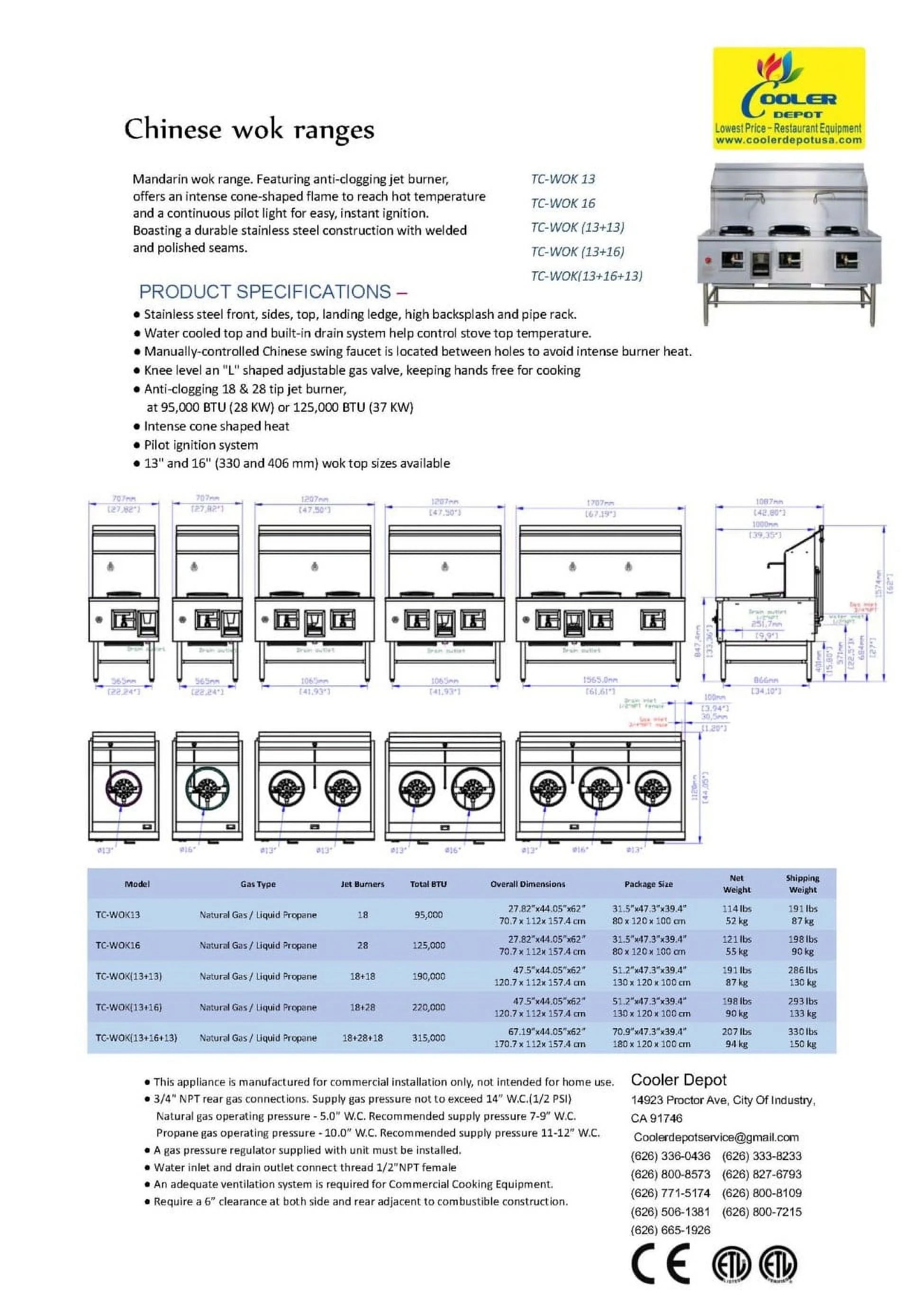 2 Ring Chinese Wok Range Natural Gas F675173