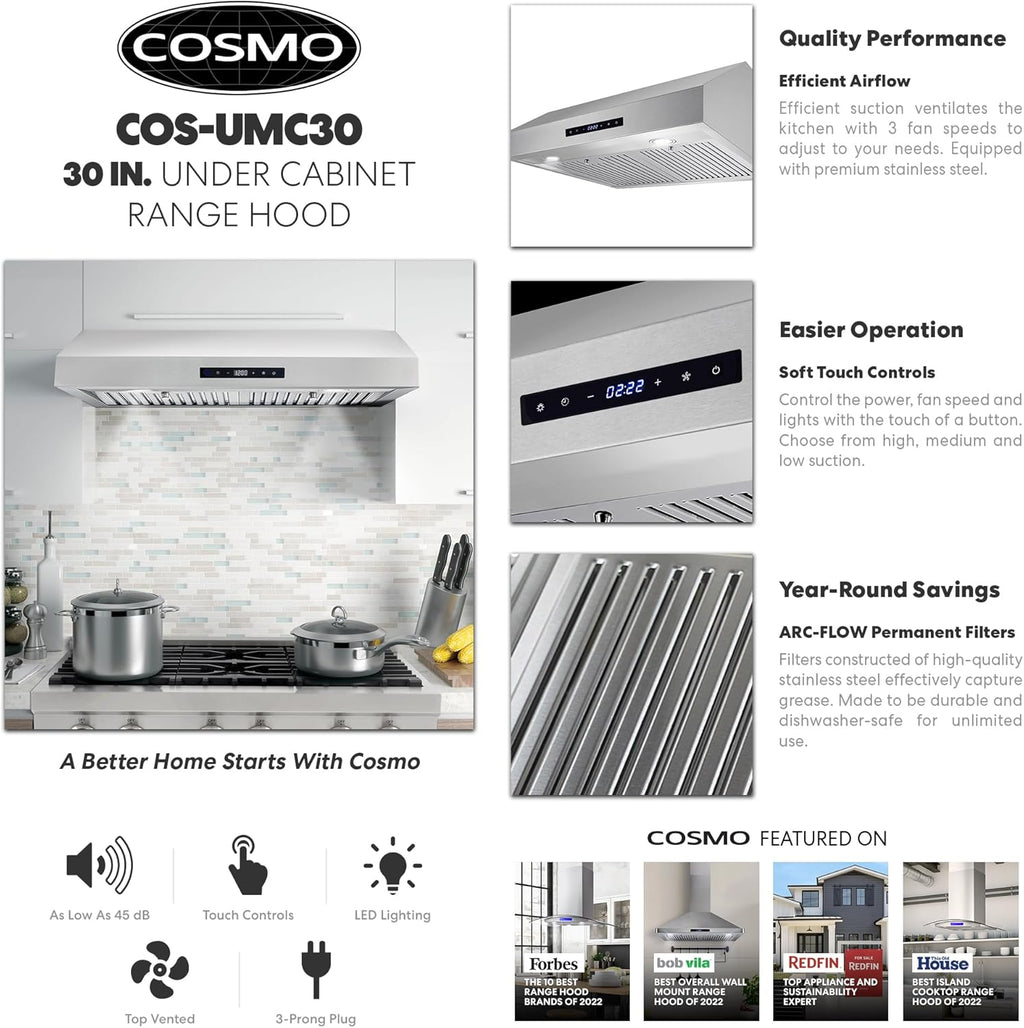 30 in. Ducted Under Cabinet Stainless Steel Range Hood Q165158