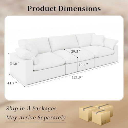 White Linen Oversized Modular Sectional Sofa N65068